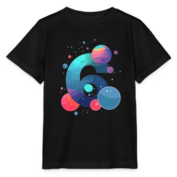 6e anniversaire Espace et planètes - T-shirt bio MINI CREATOR Stanley/Stella Enfant - noir - Devant - Mikhail (115cm)