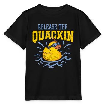 Badeente Gummiente - Stanley/Stella Kinder T-Shirt MINI CREATOR  - Schwarz - Vorne - Mikhail (115cm)