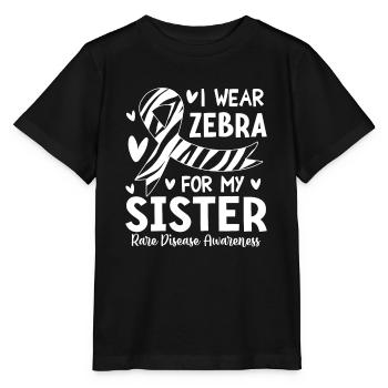 Sensibilisation aux maladies rares Cancer rare Zèbre rayé - T-shirt bio MINI CREATOR Stanley/Stella Enfant - noir - Devant - Mikhail (115cm)