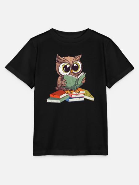 Lustige Leseeule Bücherwurm Buchliebhaber - Stanley/Stella Kinder T-Shirt MINI CREATOR  - Schwarz