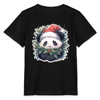 Panda Christmas Panda Pandas Panda Christmas - Stanley/Stella MINI CREATOR Kids’ T-Shirt - black - Front - Mikhail (115cm)