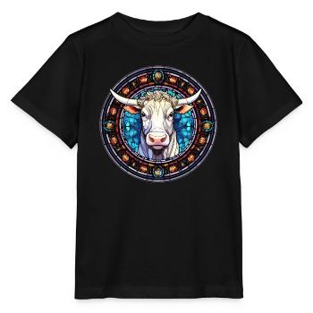 I Love Stained Glass Art and Cow Designs - Stanley/Stella MINI CREATOR Kids’ T-Shirt - black - Front - Mikhail (115cm)