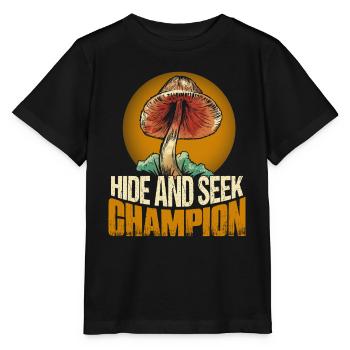 Champignon mycologue champion de cache-cache - T-shirt bio MINI CREATOR Stanley/Stella Enfant - noir - Devant - Mikhail (115cm)