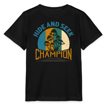 Mycologue champignon champion de cache-cache - T-shirt bio MINI CREATOR Stanley/Stella Enfant - noir - Devant - Mikhail (115cm)
