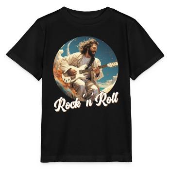 Rock ́n ́Roll Jésus - T-shirt bio MINI CREATOR Stanley/Stella Enfant - noir - Devant - Mikhail (115cm)