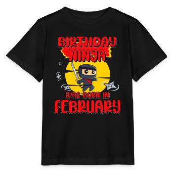 Anniversaire Ninja Février Bday Party Cadeau pour Bday - T-shirt bio MINI CREATOR Stanley/Stella Enfant - noir - Devant - Mikhail (115cm)