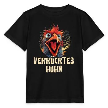Lustiges Verrücktes Huhn - Stanley/Stella Kinder T-Shirt MINI CREATOR  - Schwarz - Vorne - Mikhail (115cm)