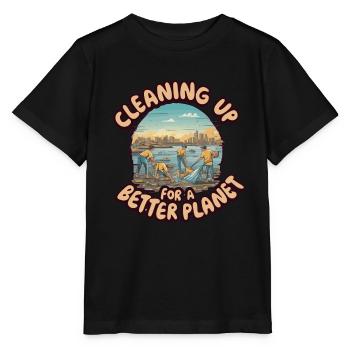 CLEANING UP FOR A BETTER PLANET - Stanley/Stella MINI CREATOR Kids’ T-Shirt - black - Front - Mikhail (115cm)