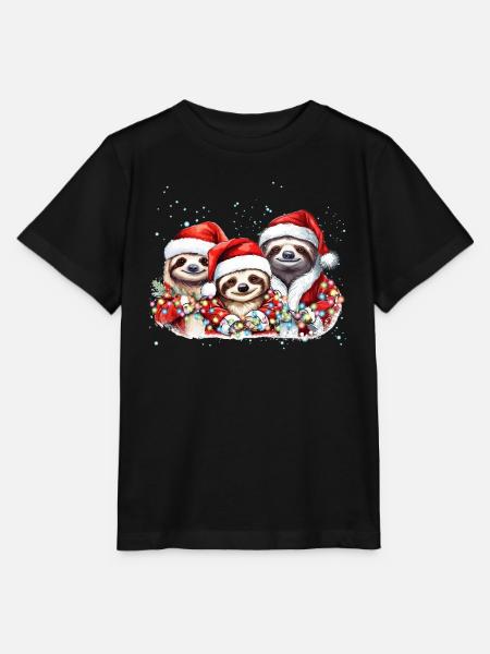 Luiaard Familie Kerstmis, Moeder, Papa, Baby Luiaard Chris - Stanley/Stella T-shirt MINI CREATOR til børn - sort