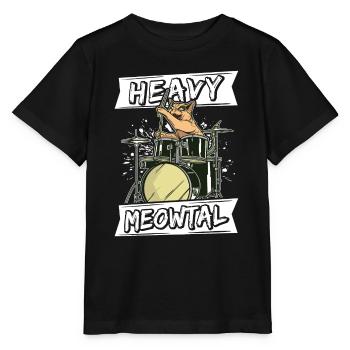 Heavy Meowtal Cat Heavy Metal Rock Headbanger Ca - T-shirt bio MINI CREATOR Stanley/Stella Enfant - noir - Devant - Mikhail (115cm)