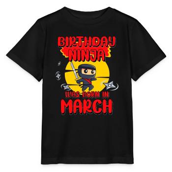 Cadeau de fête d’anniversaire Ninja March Bday pour Bday Boy - T-shirt bio MINI CREATOR Stanley/Stella Enfant - noir - Devant - Mikhail (115cm)