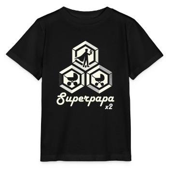 Superpapa zweites Kind bekommen - Stanley/Stella Kinder T-Shirt MINI CREATOR  - Schwarz - Vorne - Mikhail (115cm)