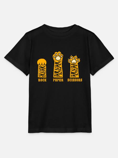 Pierre Papier Ciseaux Jeu De Main Drôle Chat Enfants - T-shirt bio MINI CREATOR Stanley/Stella Enfant - noir