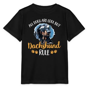 wiener sausage dog Dachshunds Rule - Stanley/Stella MINI CREATOR Kids’ T-Shirt - black - Front - Mikhail (115cm)