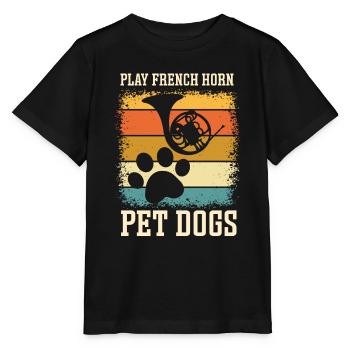 Französischer Hornhund -Spieler Hornist Messing - Stanley/Stella Kinder T-Shirt MINI CREATOR  - Schwarz - Vorne - Mikhail (115cm)