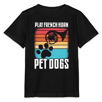 Französischer Hornhund -Spieler Hornist Messing - Stanley/Stella Kinder T-Shirt MINI CREATOR  - Schwarz - Vorne - Mikhail (115cm)