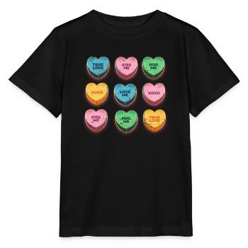 Happy Valentines Day Süßigkeiten Gespräch Herzen - Stanley/Stella Kinder T-Shirt MINI CREATOR  - Schwarz - Vorne - Mikhail (115cm)