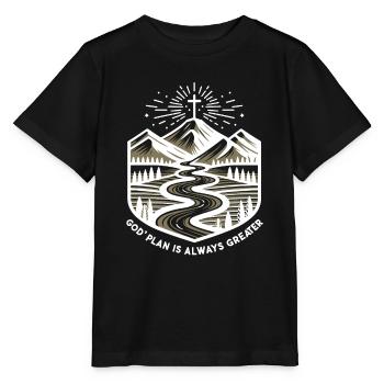 God's Plan is Always Greater - Stanley/Stella MINI CREATOR Kids’ T-Shirt - black - Front - Mikhail (115cm)