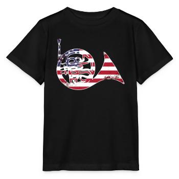 Französischer Horn -Spieler Hornist Messing Musik - Stanley/Stella Kinder T-Shirt MINI CREATOR  - Schwarz - Vorne - Mikhail (115cm)