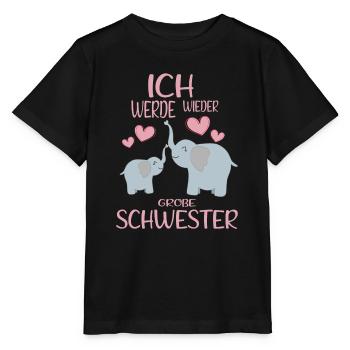 Soon Big Sister Again Elephants Announce - Stanley/Stella MINI CREATOR Kids’ T-Shirt - black - Front - Mikhail (115cm)