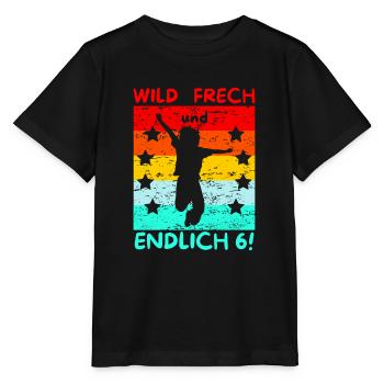 Kindergeburtstag T-Shirt Endlich Wild frech - Tshi - Stanley/Stella Kinder T-Shirt MINI CREATOR  - Schwarz - Vorne - Mikhail (115cm)