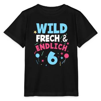Kindergeburtstag T-Shirt Endlich Wild frech Feier - Stanley/Stella Kinder T-Shirt MINI CREATOR  - Schwarz - Vorne - Mikhail (115cm)