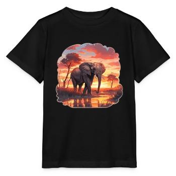 Elephant, Elephant, Pachyderm, Animal, Africa, Safari - Stanley/Stella MINI CREATOR Kids’ T-Shirt - black - Front - Mikhail (115cm)