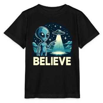 Drôle Alien Alien Croire - T-shirt bio MINI CREATOR Stanley/Stella Enfant - noir - Devant - Mikhail (115cm)
