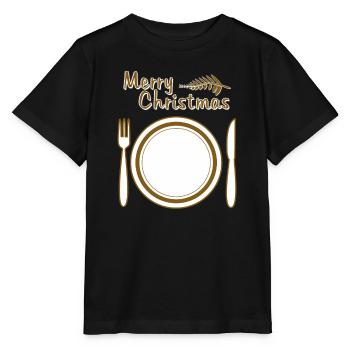 PLATES CUTLERY MERRY CHRISTMAS - Stanley/Stella MINI CREATOR Kids’ T-Shirt - black - Front - Mikhail (115cm)