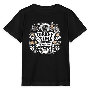 L’heure de la dinde, c’est l’heure de la famille - T-shirt bio MINI CREATOR Stanley/Stella Enfant - noir - Devant - Mikhail (115cm)