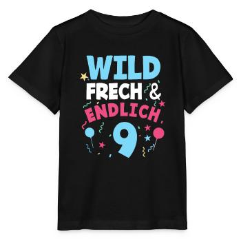 Kindergeburtstag T-Shirt Endlich Wild frech - Stanley/Stella Kinder T-Shirt MINI CREATOR  - Schwarz - Vorne - Mikhail (115cm)