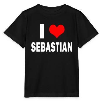 Mignon J’aime Coeur Sebastian Parents Femme Mari - T-shirt bio MINI CREATOR Stanley/Stella Enfant - noir - Devant - Mikhail (115cm)