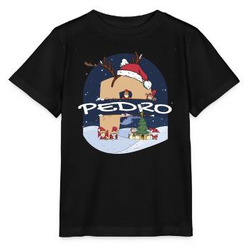 Toller Pedro Name mit Weihnachtsmütze im Weihnachtsthema - Stanley/Stella Kinder T-Shirt MINI CREATOR  - Schwarz - Vorne - Mikhail (115cm)