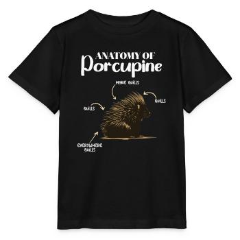 Anatomie Des Stachelschweins Naturliebhaber Stich - Stanley/Stella Kinder T-Shirt MINI CREATOR  - Schwarz - Vorne - Mikhail (115cm)