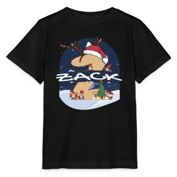 Awesome Zack Name w Santa Hat in Xmas Theme - Stanley/Stella MINI CREATOR Kids’ T-Shirt - black - Front - Mikhail (115cm)