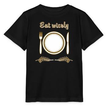 PLATE CUTLERY Eat wisely - Stanley/Stella MINI CREATOR Kids’ T-Shirt - black - Front - Mikhail (115cm)