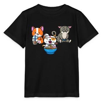 Chat Boba Thé Bubble Tea Gaming Gamer Ramen Anime - T-shirt bio MINI CREATOR Stanley/Stella Enfant - noir - Devant - Mikhail (115cm)
