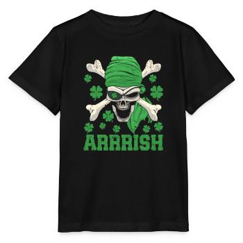 Arrish Crâne de pirate irlandais Leprechaun - T-shirt bio MINI CREATOR Stanley/Stella Enfant - noir - Devant - Mikhail (115cm)