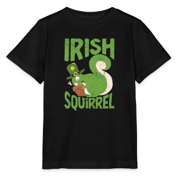 Écureuil irlandais vert mignon St Patricks - T-shirt bio MINI CREATOR Stanley/Stella Enfant - noir - Devant - Mikhail (115cm)