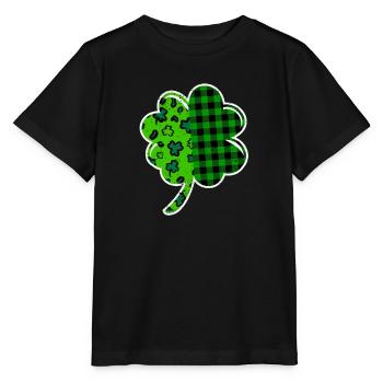 Léopard vert buffle à carreaux trèfle Cool - T-shirt bio MINI CREATOR Stanley/Stella Enfant - noir - Devant - Mikhail (115cm)