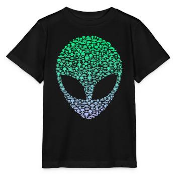 Tête extraterrestre d’OVNI martien extraterrestre - T-shirt bio MINI CREATOR Stanley/Stella Enfant - noir - Devant - Mikhail (115cm)