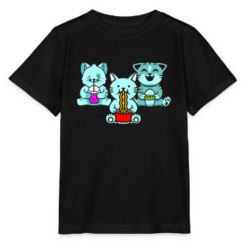 Chat Boba Thé Bubble Tea Gaming Gamer Ramen Anime - T-shirt bio MINI CREATOR Stanley/Stella Enfant - noir - Devant - Mikhail (115cm)
