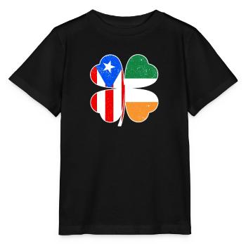 Drapeau portoricain irlandais trèfle d’Irlande - T-shirt bio MINI CREATOR Stanley/Stella Enfant - noir - Devant - Mikhail (115cm)