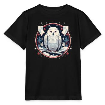 Harfang des neiges avec ornement de Noël - T-shirt bio MINI CREATOR Stanley/Stella Enfant - noir - Devant - Mikhail (115cm)