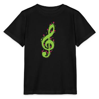 Notenschlüssel mit Blumen Musik - Stanley/Stella Kinder T-Shirt MINI CREATOR  - Schwarz - Vorne - Mikhail (115cm)