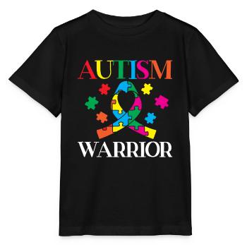 Autisme Guerrier Autiste Ninja Syndrome d’Asperger - T-shirt bio MINI CREATOR Stanley/Stella Enfant - noir - Devant - Mikhail (115cm)