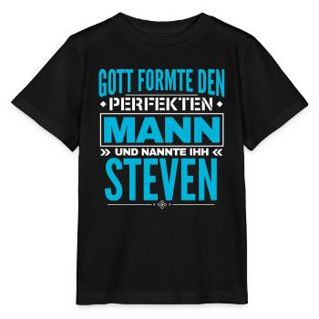 Steven Name Design - Stanley/Stella Kinder T-Shirt MINI CREATOR  - Schwarz - Vorne - Mikhail (115cm)