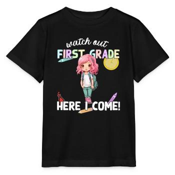 Funny Elementary School Girl School Enrollment Saying - Stanley/Stella MINI CREATOR Kids’ T-Shirt - black - Front - Mikhail (115cm)