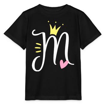 Buchstabe M Anfangsbuchstabe Krone - Stanley/Stella Kinder T-Shirt MINI CREATOR  - Schwarz - Vorne - Mikhail (115cm)