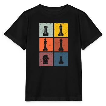 Schachspieler Silhouetten Schachfiguren Retro - Stanley/Stella Kinder T-Shirt MINI CREATOR  - Schwarz - Vorne - Mikhail (115cm)
